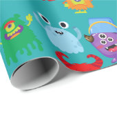 Illustriertes Kinder-Monster Geschenkpapier (Rolleneckpunkt)