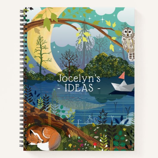 Illustriertes Kinderbuch Wald Fluss Fuchs Notizblock (Vorderseite)