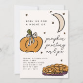 Illustriertes Kürbiskuchen-Halloween-Party Einladung (Vorderseite)
