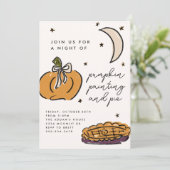 Illustriertes Kürbiskuchen-Halloween-Party Einladung (Stehend Vorderseite)