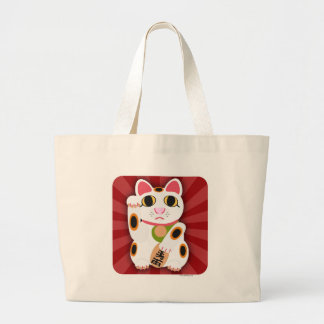 Illustriertes Lucky Cat Cartoon Character Design Jumbo Stoffbeutel