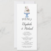 Illustriertes Menü Hochzeitstorte Doppelseitig Einladung (Vorderseite)