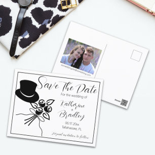 Illustriertes Minimalistisches B/W-Skript Save the Postkarte