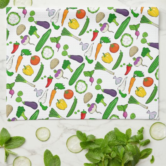 Illustriertes Mischmuster Geschirrtuch (Gefaltet)