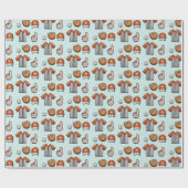 Illustriertes Muster der Baseballausrüstung Geschenkpapier (Flach)