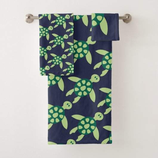 Illustriertes Muster der Schildkröten auf blau Badhandtuch Set (Insitu)