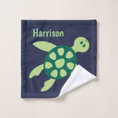 Illustriertes Muster der Schildkröten auf blau Badhandtuch Set (Waschlappen)