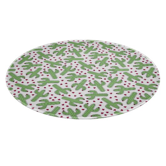 Illustriertes Muster für Kakteen und rosa Blume Schneidebrett (Ecke)