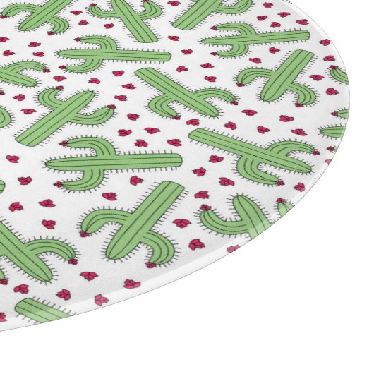 Illustriertes Muster für Kakteen und rosa Blume Schneidebrett (Ecke)