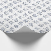 Illustriertes Muster in Blau und Weiß Geschenkpapier (Ecke)