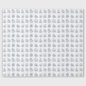 Illustriertes Muster in Blau und Weiß Geschenkpapier (Flach)