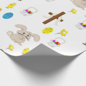 Illustriertes Osternverpackungspapier auf Weiß Geschenkpapier (Ecke)