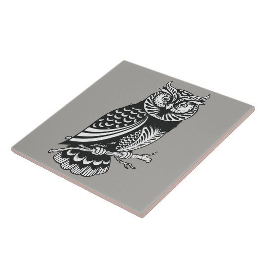 Illustriertes Owl Design Fliese (Seite)