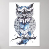 Illustriertes Owl Design Poster (Vorne)