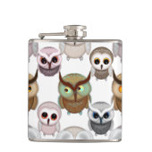 Illustriertes Owls-Muster Flachmann (Vorderseite)