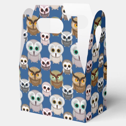 Illustriertes Owls-Muster Geschenkschachtel (Geöffnet)