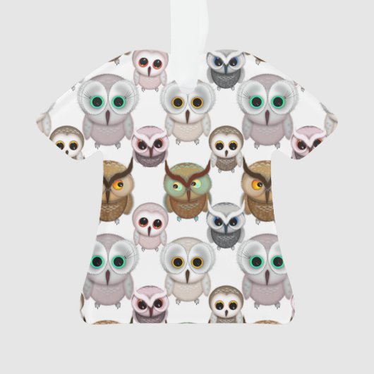 Illustriertes Owls-Muster Ornament (Vorderseite)