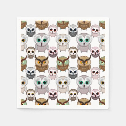 Illustriertes Owls-Muster Serviette (Vorderseite)