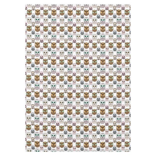 Illustriertes Owls-Muster Tischdecke (Vorderseite)