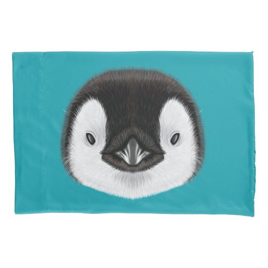 Illustriertes Porträt des Kaiser Penguinkükens Kissenbezug (Vorderseite)