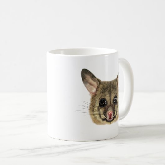 Illustriertes Porträt gemeinen brushtail Opossums Kaffeetasse (VorderseiteRechts)