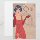 Illustriertes Prallplatten-Mädchen Briefpapier (Vorne/Hinten)