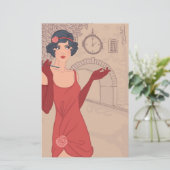 Illustriertes Prallplatten-Mädchen Briefpapier (Stehend Vorderseite)