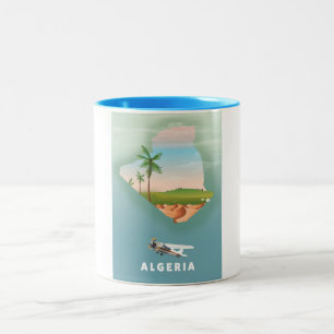 Illustriertes Reiseplakat von Algerien. Zweifarbige Tasse
