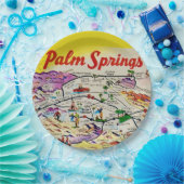 Illustriertes Retro Palm Springs Pappteller (Party)
