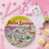 Illustriertes Retro Palm Springs Pappteller (Party)