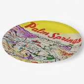 Illustriertes Retro Palm Springs Pappteller (Schrägansicht)