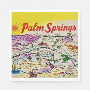 Illustriertes Retro Palm Springs Serviette