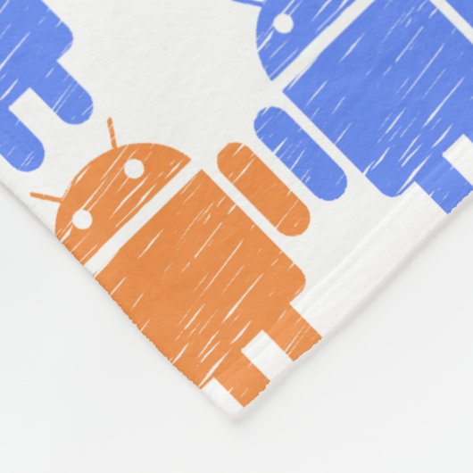 Illustriertes Robot-Muster Fleecedecke (Ecke)