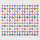 Illustriertes Robot-Muster Geschenkpapier (Flach)