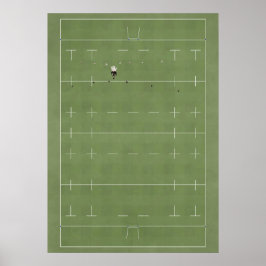 Illustriertes Rugby Field von oben Poster