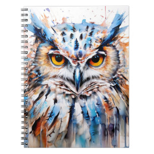 Illustriertes Schneeeulen-Notizbuch Journal Notizblock