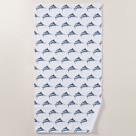 Illustriertes Schwertfisch-Muster Strandtuch (Vorderseite)