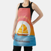 Illustriertes Segelboot auf dem Wasser Monsunaufga Schürze (InSitu)