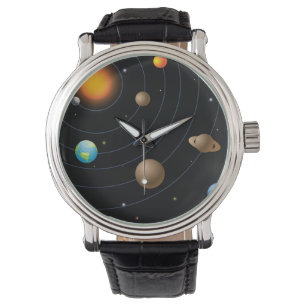 Illustriertes Solarsystem Armbanduhr