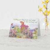 Illustriertes Tabby im Garten Individuelle Glückwü Karte (Gelbe Blume)