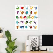 Illustriertes Tier Alphabet Poster (Heimbüro)