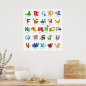 Illustriertes Tier Alphabet Poster (Küche)