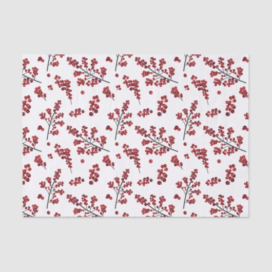 Illustriertes Tissue Paper von Red Holly Berries Seidenpapier (Vorderseite)