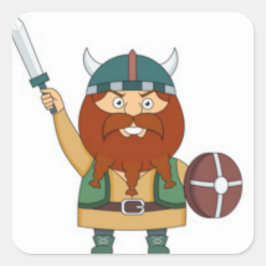 Illustriertes Viking Quadratischer Aufkleber