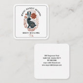 Illustriertes Wald Folk Schwarzes Kaninchen Quadratische Visitenkarte (Vorne/Hinten)