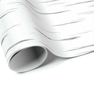 Illustriertes, weißes, graues Birkenmuster  Muste Geschenkpapier