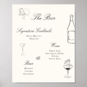 Illustriertes Whimsical Wedding Bar Menu Poster (Vorne)