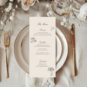 Illustriertes Whimsical Wedding Menu Menükarte
