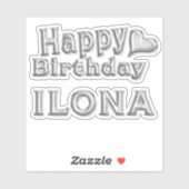Ilona Happy Birthday silver Aufkleber Sticker (Blatt)