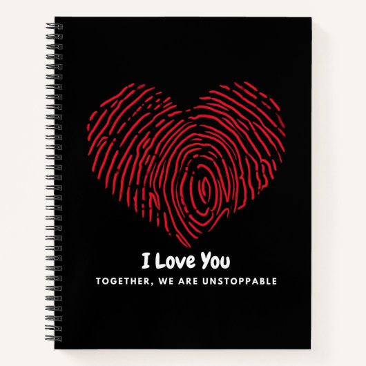 Ilove red fingerprint heart red Spiral Notebook Notizblock (Vorderseite)
